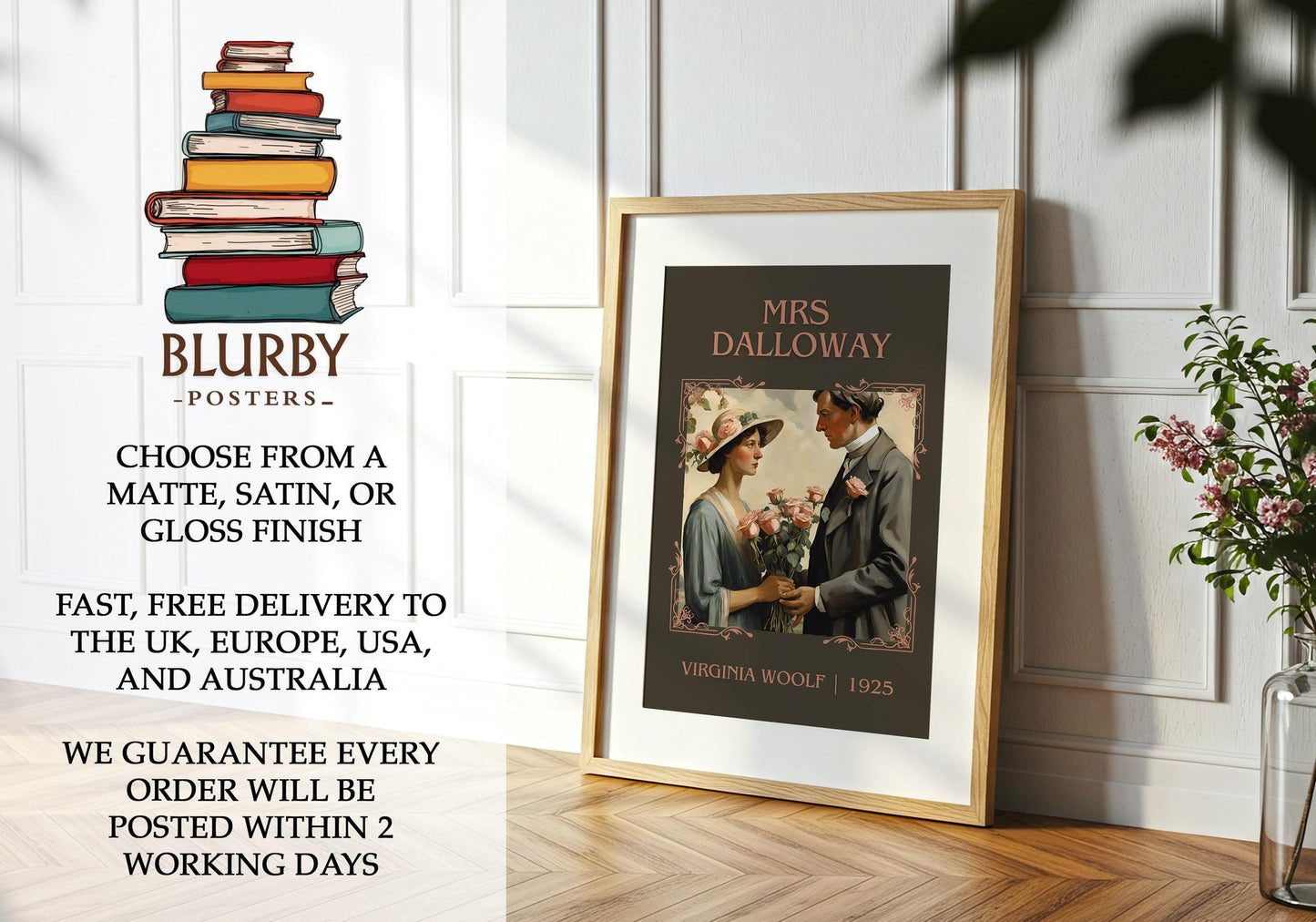 Mrs Dalloway book poster packaging – museum-quality print rolled in protective tube