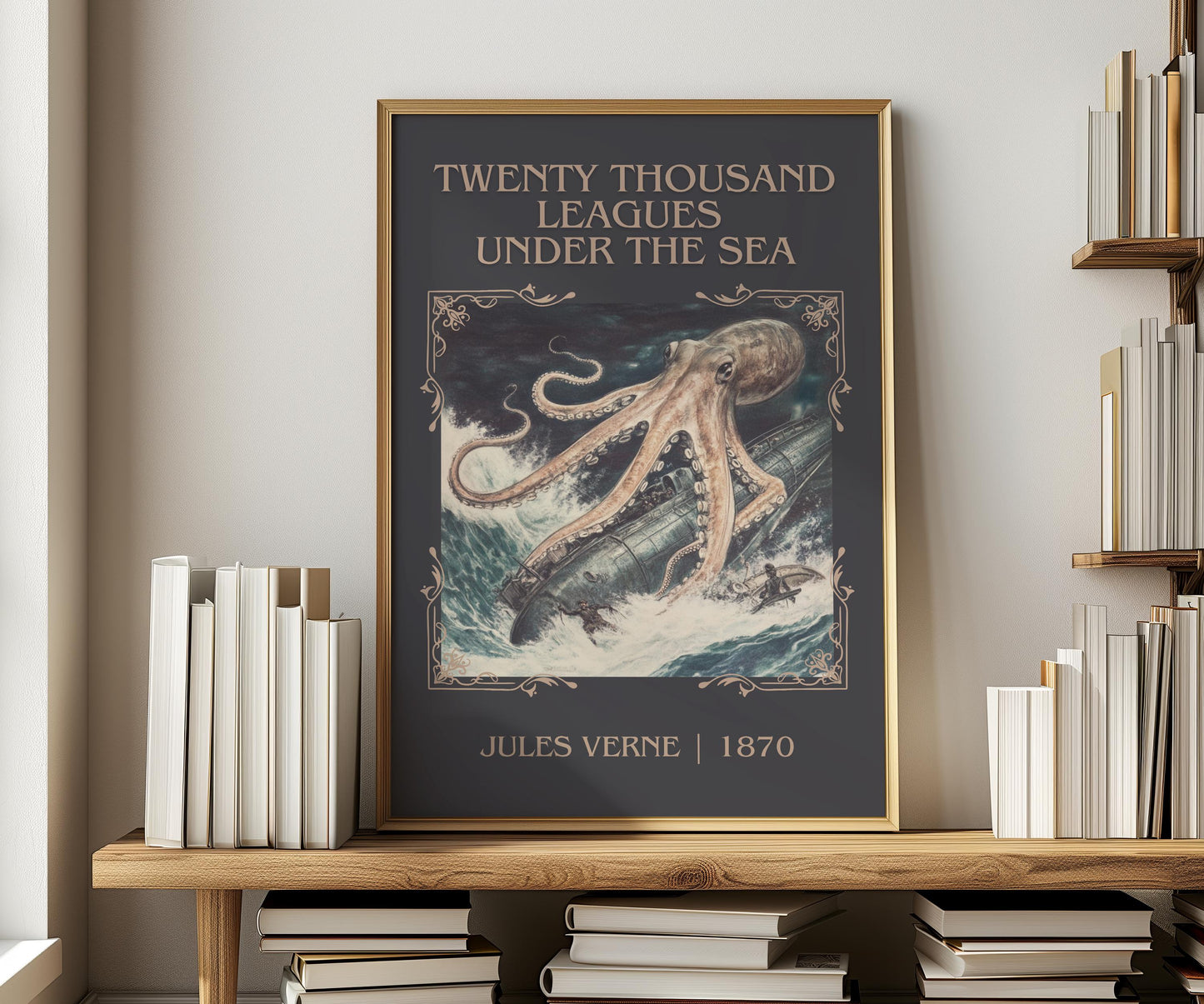 Twenty Thousand Leagues Under The Sea by Jules Verne | Descriptive Book Poster | Minimalist