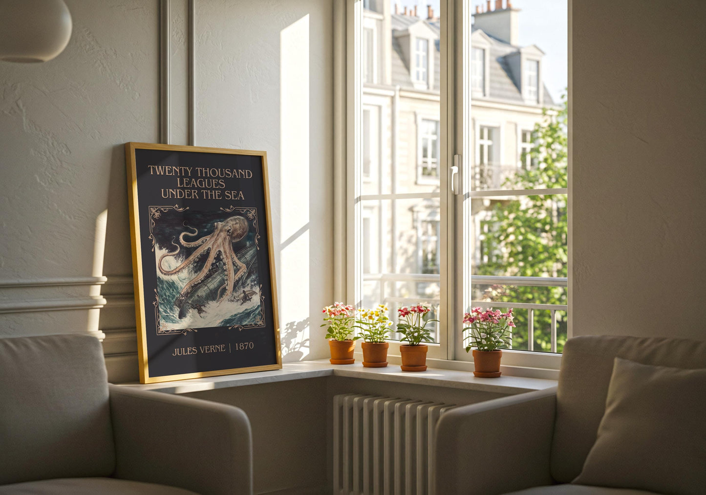 Twenty Thousand Leagues Under The Sea by Jules Verne | Descriptive Book Poster | Minimalist