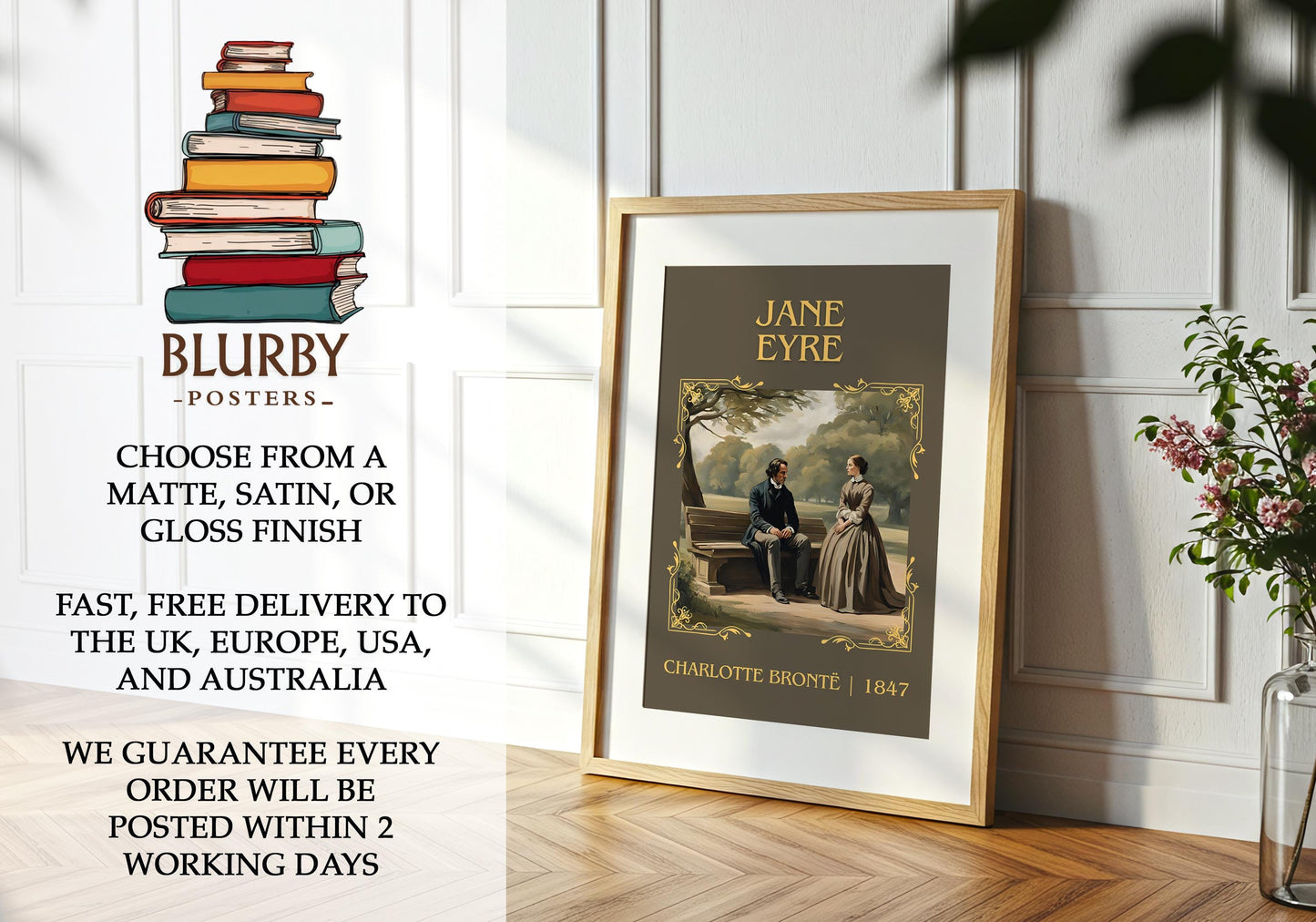 Jane Eyre book poster packaging – museum-quality print rolled in protective tube