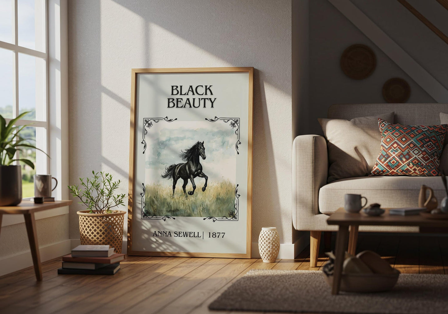 Black Beauty classic book art poster paired in gallery wall – literary art prints