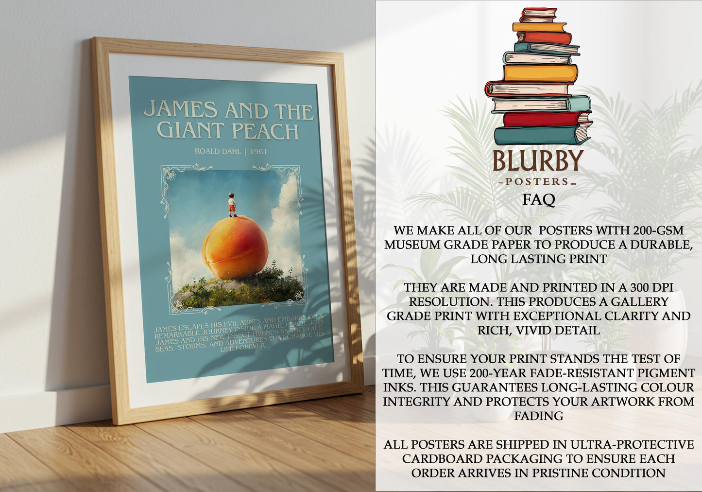 James And The Giant Peach by Roald Dahl | Descriptive Book Poster | Blurby