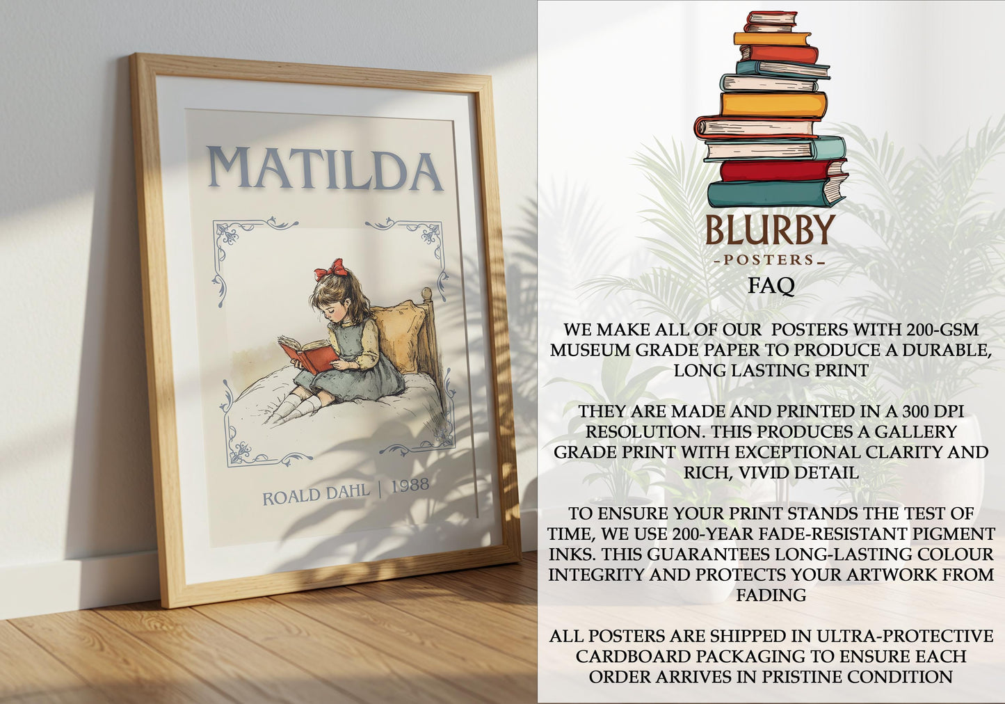 Matilda by Roald Dahl | Descriptive Book Poster | Minimalist