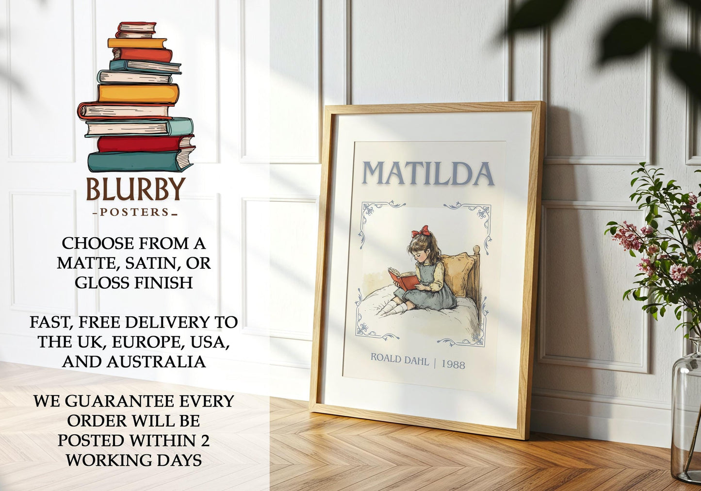 Matilda book poster packaging – museum-quality print rolled in protective tube