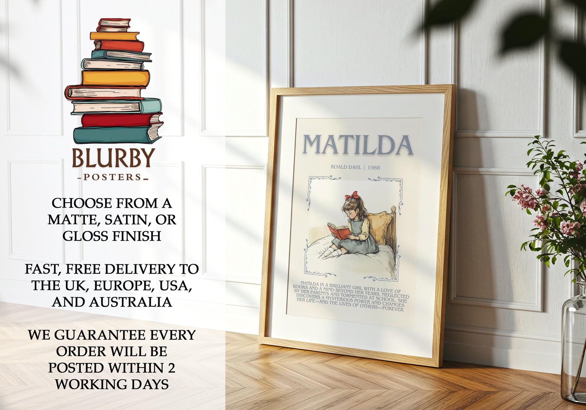 Matilda by Roald Dahl | Descriptive Book Poster | Blurby