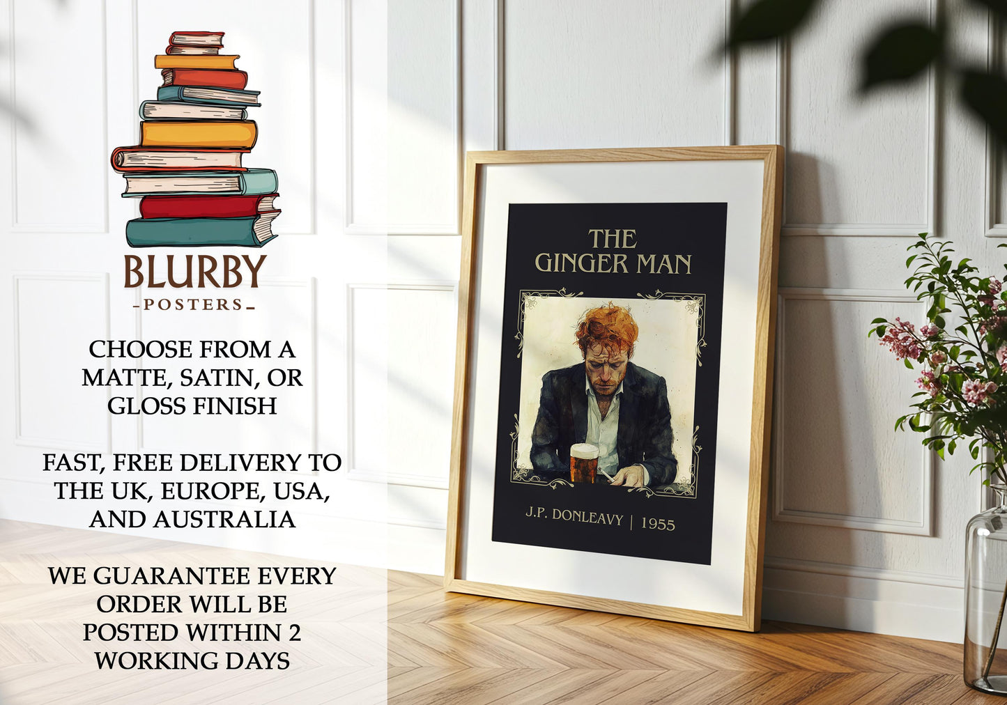 The Ginger Man book poster packaging – museum-quality print rolled in protective tube