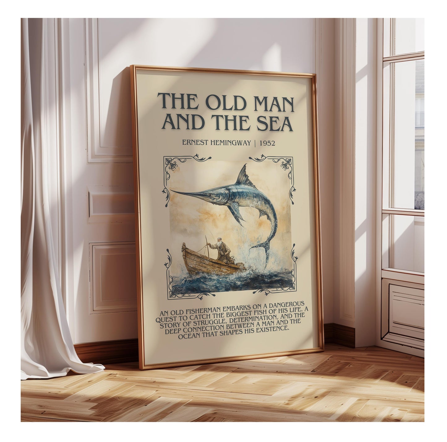 The Old Man And The Sea by Ernest Hemingway | Descriptive Book Poster | Blurby