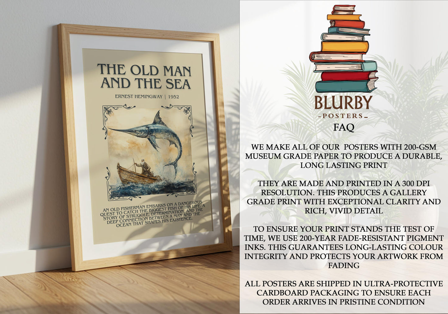 The Old Man And The Sea by Ernest Hemingway | Descriptive Book Poster | Blurby