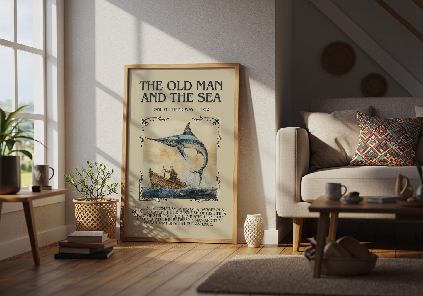 The Old Man And The Sea by Ernest Hemingway | Descriptive Book Poster | Blurby