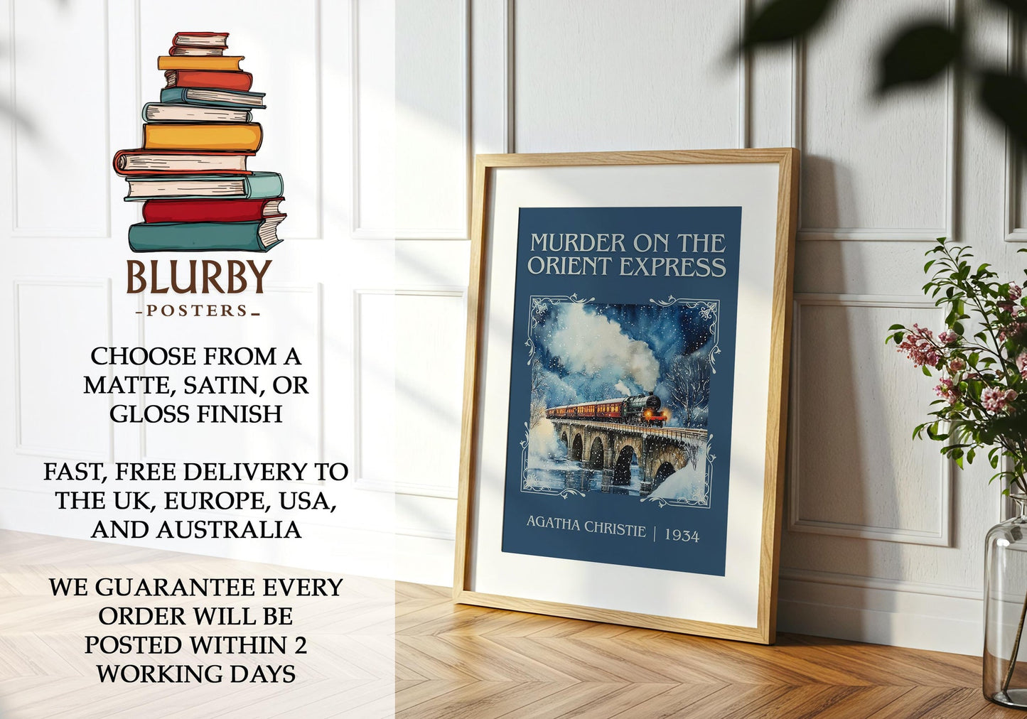Murder On The Orient Express book poster packaging – museum-quality print rolled in protective tube