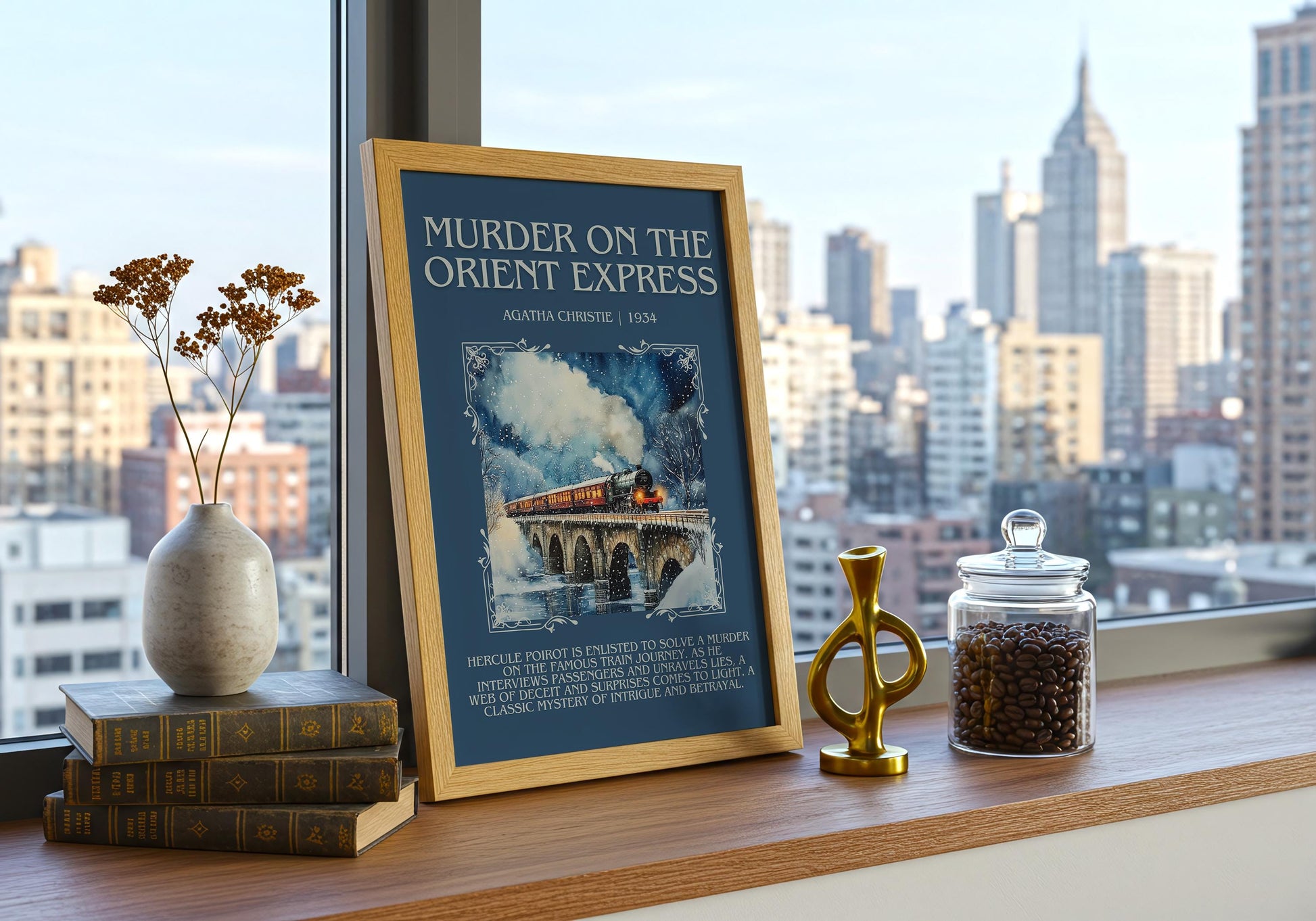 Murder On The Orient Express by Agatha Christie | Descriptive Book Poster | Blurby