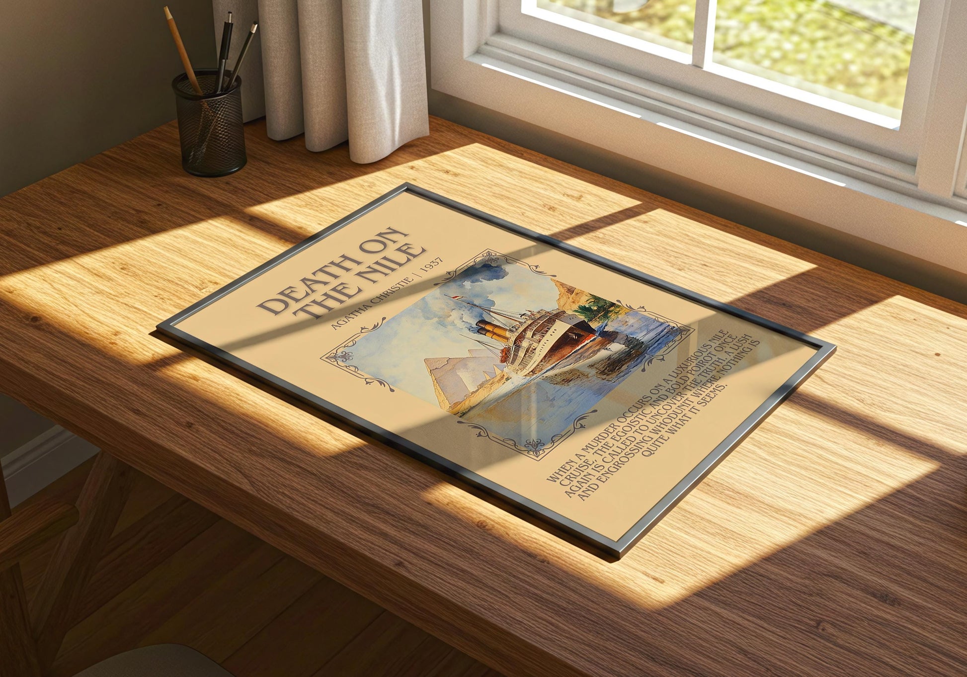 Death On The Nile by Agatha Christie | Descriptive Book Poster | Blurby