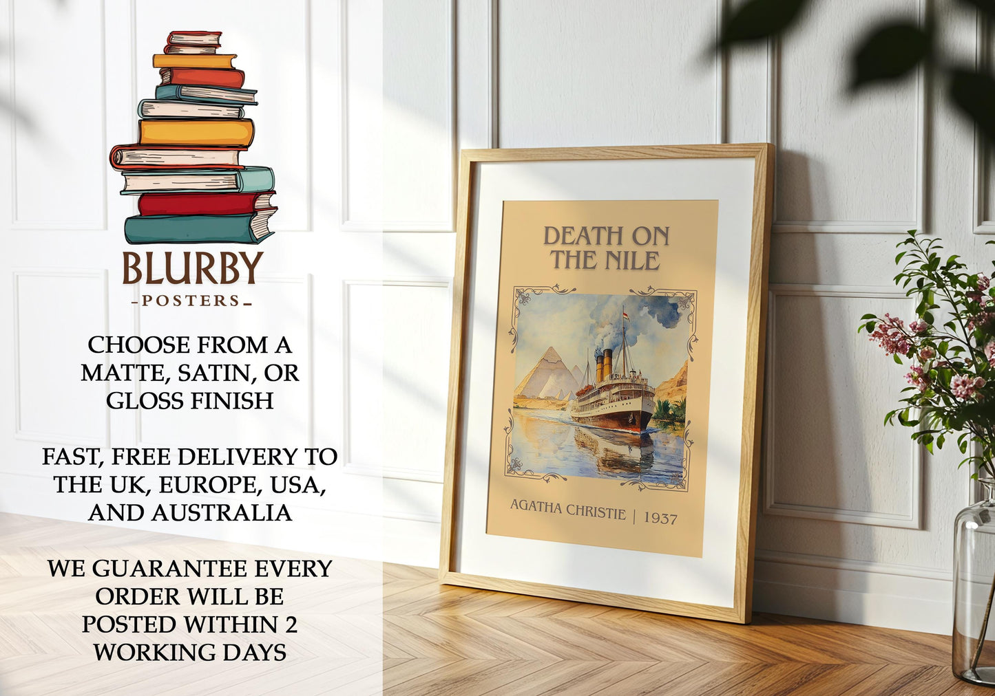 Death on the Nile book poster packaging – museum-quality print rolled in protective tube