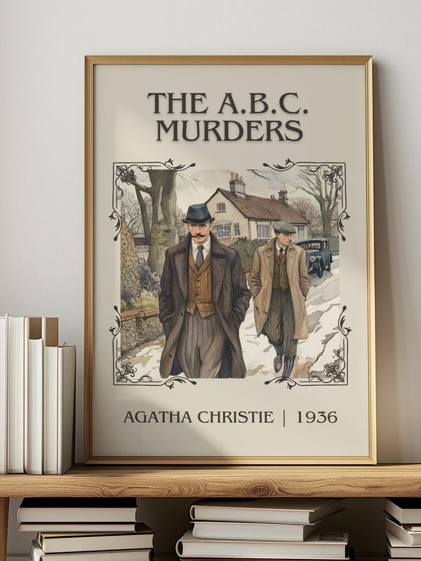 The A.B.C. Murders classic book art print in frame leaning in hallway – mystery wall art