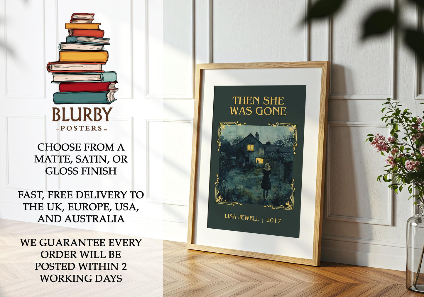 Then She Was Gone book poster packaging – museum-quality print rolled in protective tube
