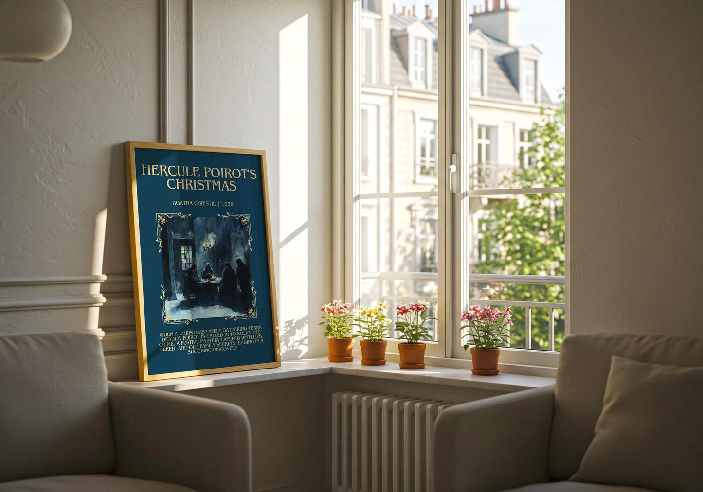 Hercule Poirot's Christmas book poster packaging – museum-quality print rolled in protective tube