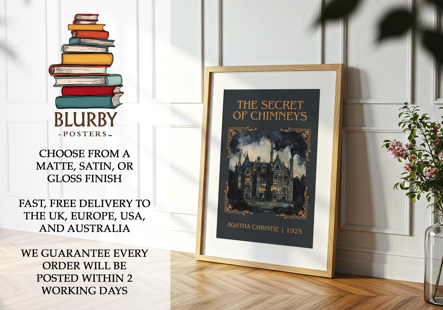The Secret of Chimneys book poster packaging – museum-quality print rolled in protective tube