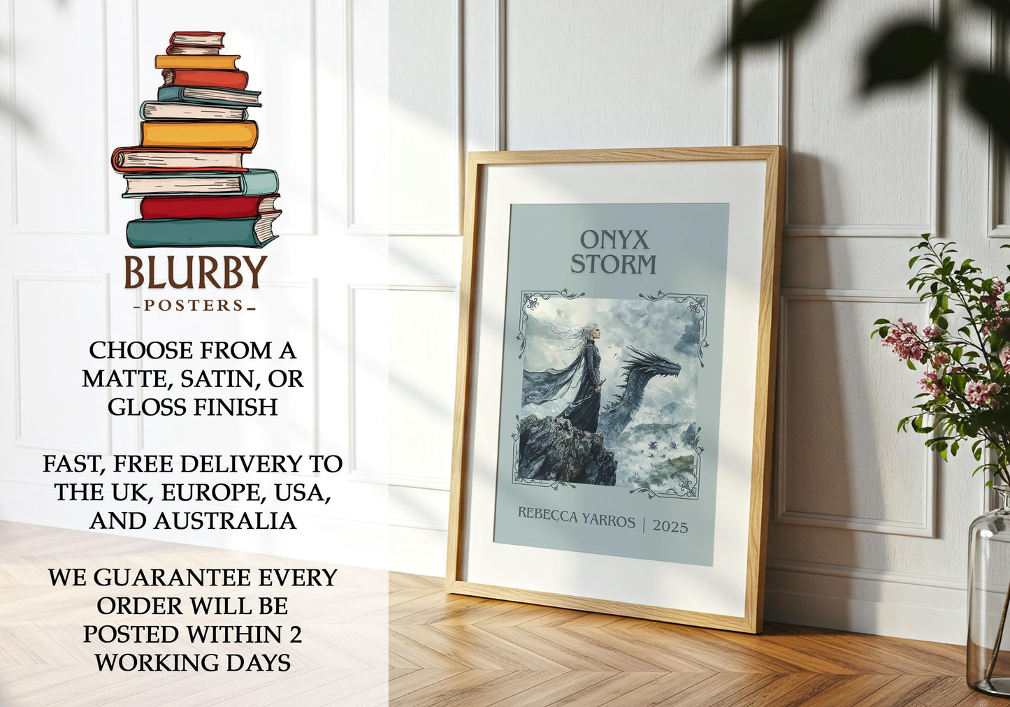Onyx Storm book poster packaging – museum-quality print rolled in protective tube