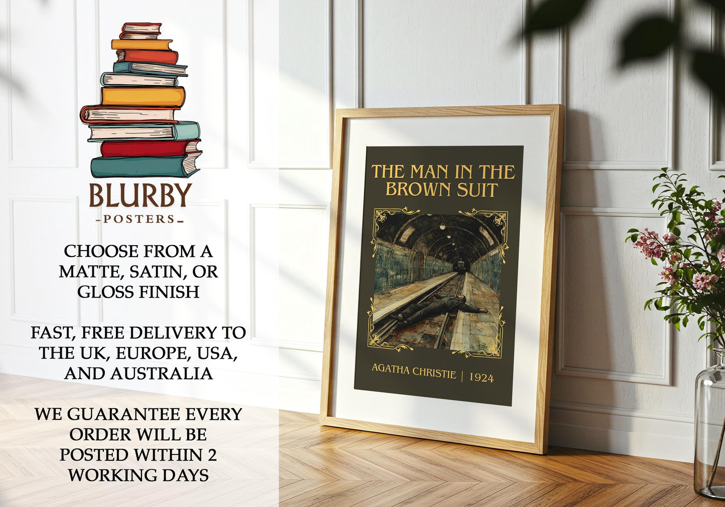 The Man in the Brown Suit book poster packaging – museum-quality print rolled in protective tube