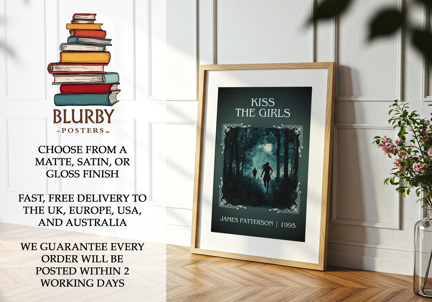 Kiss the Girls book poster packaging – museum-quality print rolled in protective tube