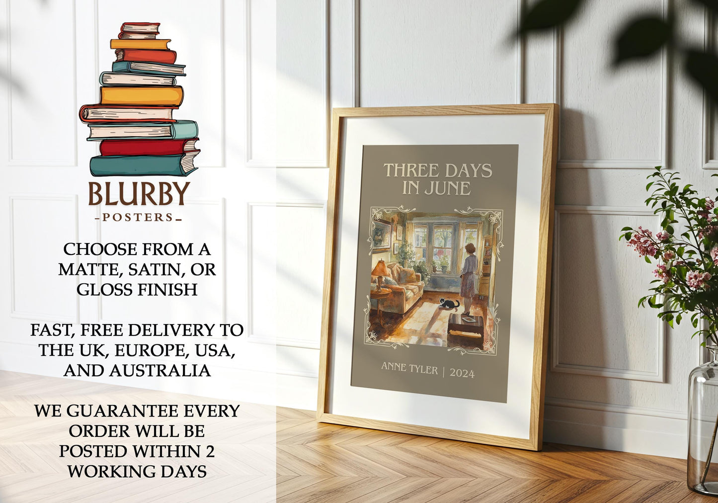 Three Days In June by Anne Tyler | Descriptive Book Poster | Minimalist
