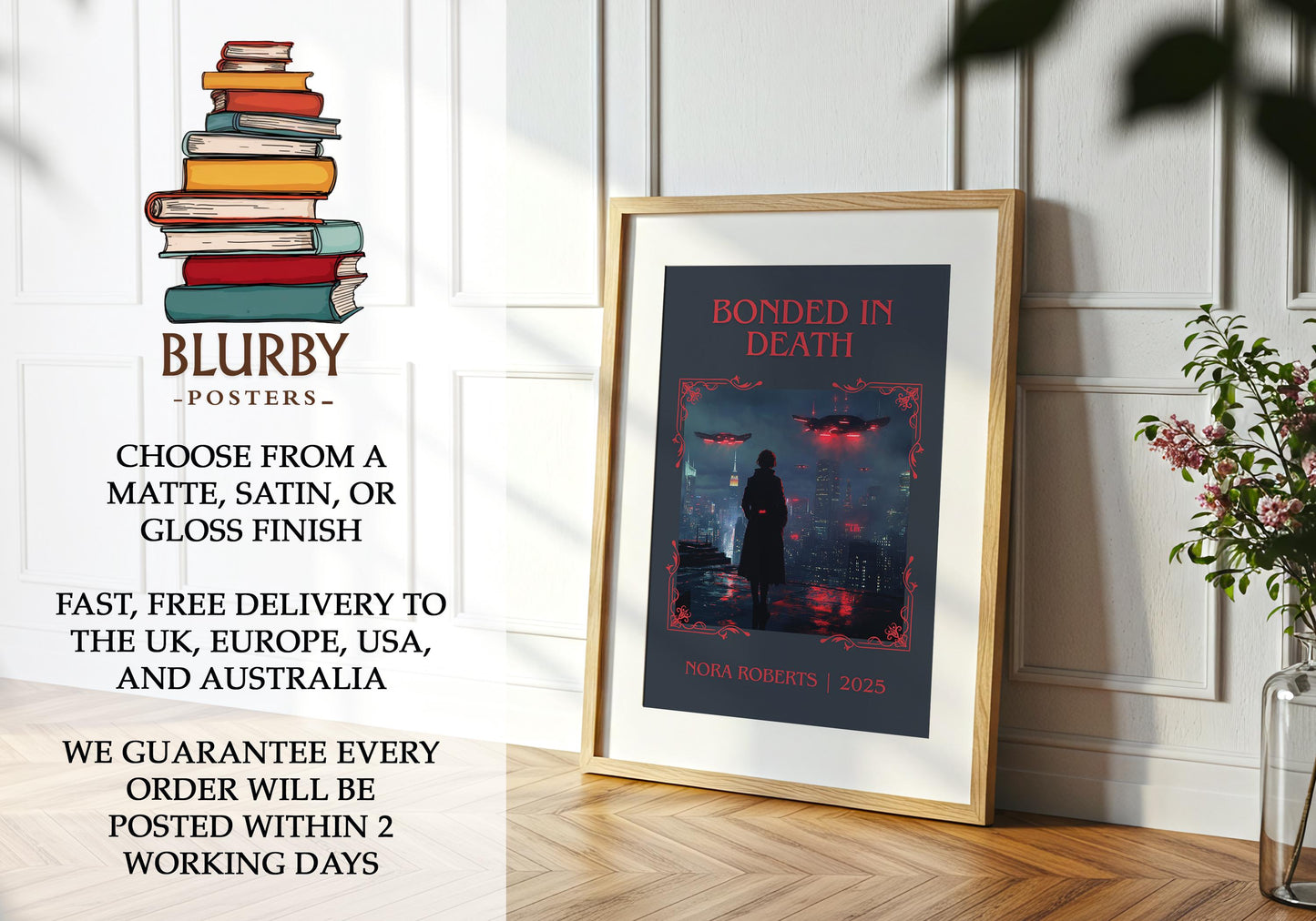 Bonded in Death book poster packaging – museum-quality print rolled in protective tube