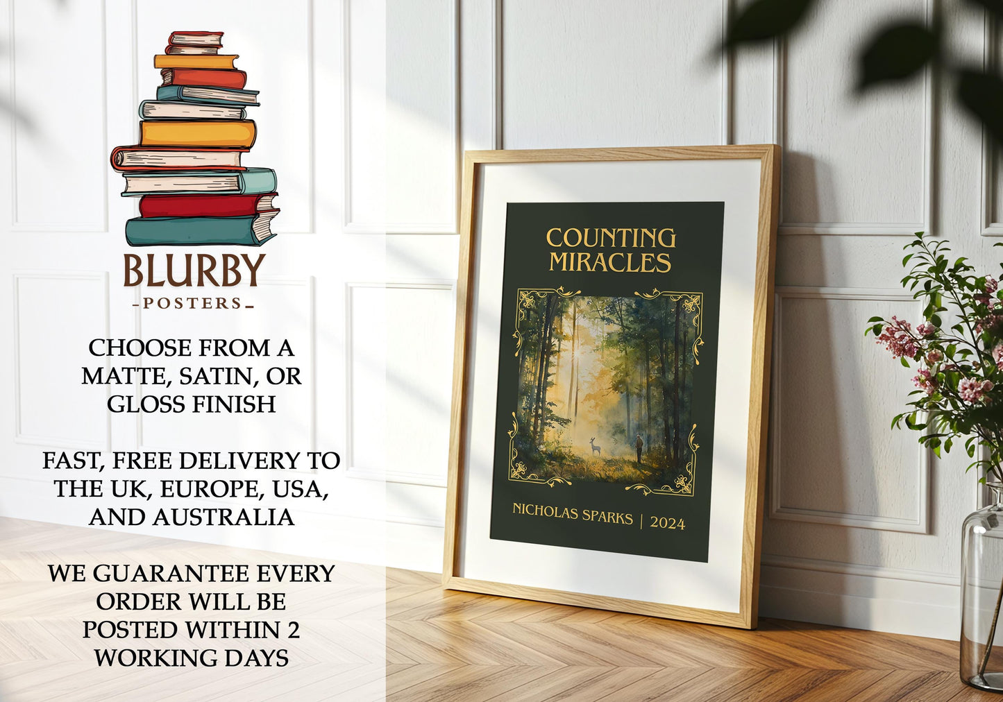 Counting Miracles book poster packaging – museum-quality print rolled in protective tube