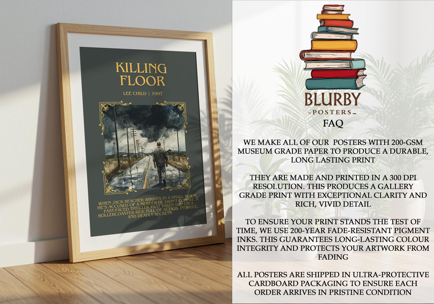 Killing Floor by Lee Child | Descriptive Book Poster | Blurby