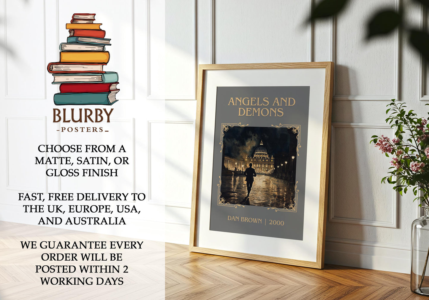 Angels And Demons book poster packaging – museum-quality print rolled in protective tube