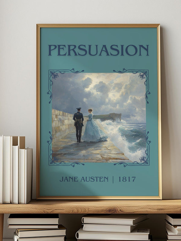 Persuasion classic book art print in frame leaning in hallway – classic literature wall art
