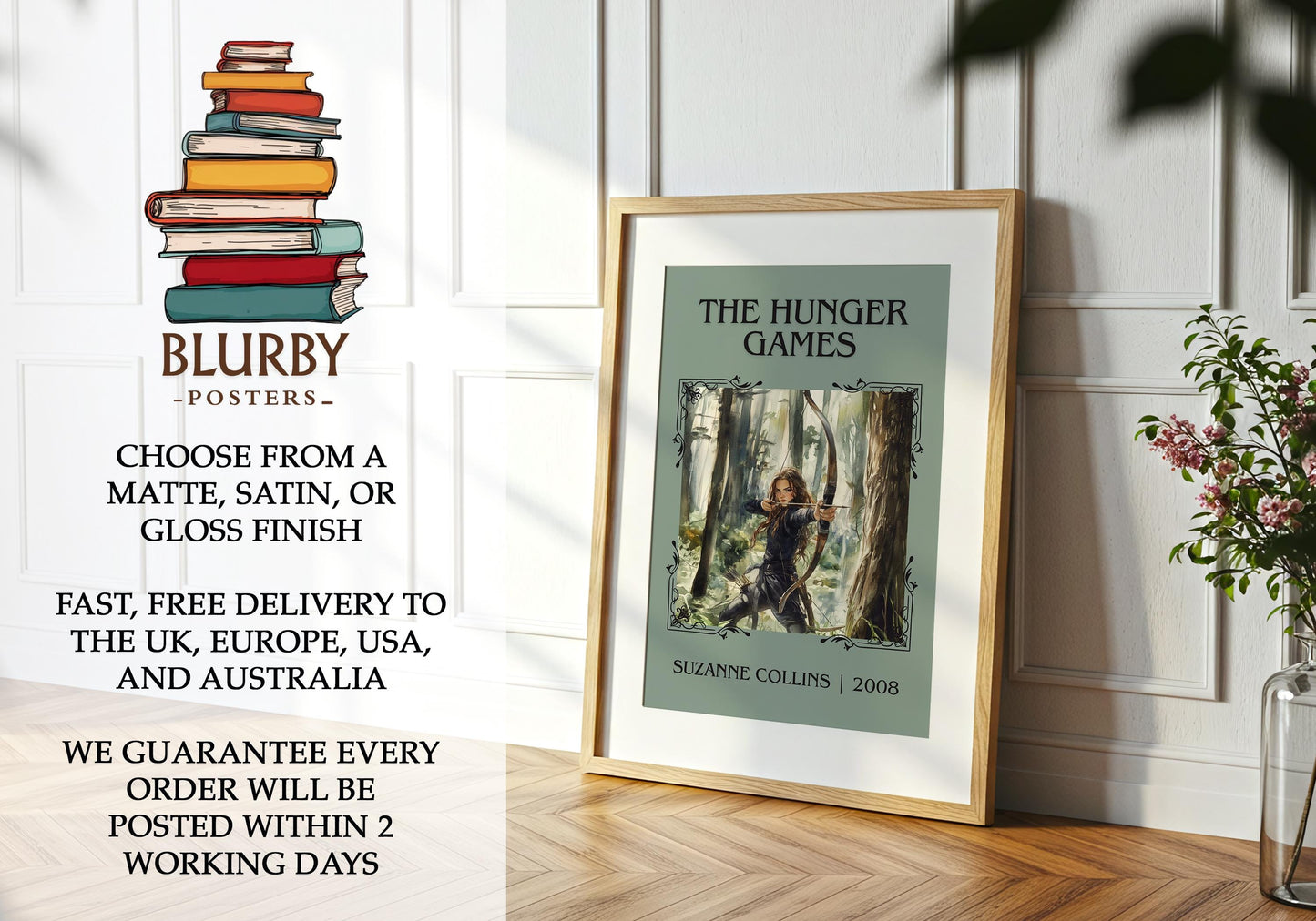 Hunger Games book poster packaging – museum-quality print rolled in protective tube