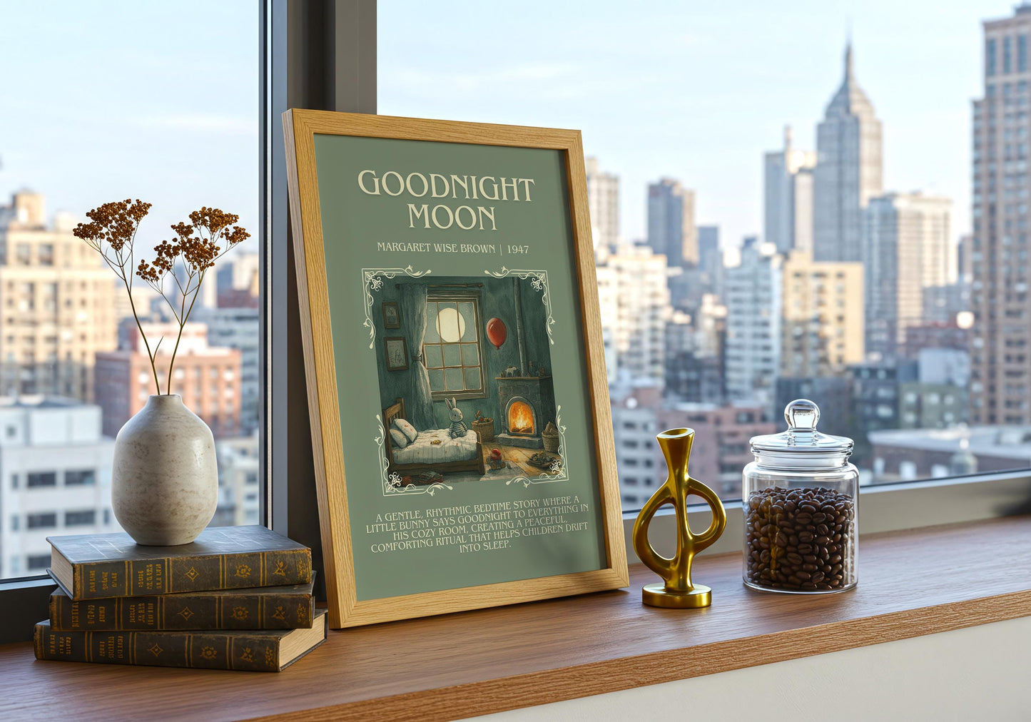 Goodnight Moon by Margaret Wise Brown | Descriptive Book Poster | Blurby