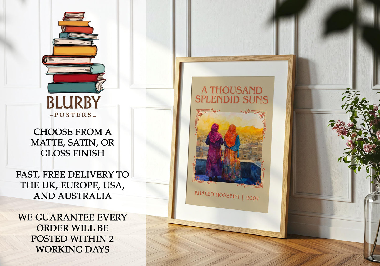 A Thousand Splendid Suns book poster packaging – museum-quality print rolled in protective tube
