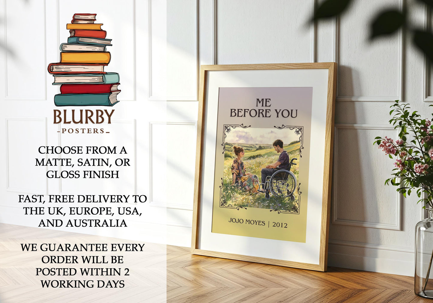 Me Before You book poster packaging – museum-quality print rolled in protective tube