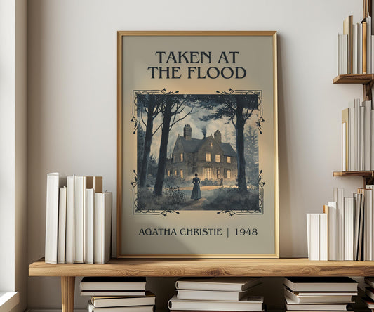 Taken At The Flood by Agatha Christie | Descriptive Book Poster | Minimalist