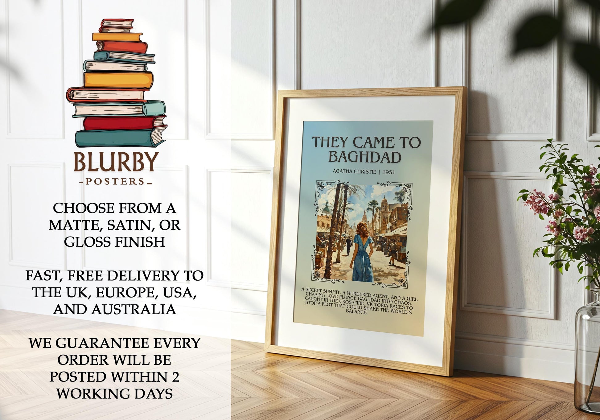 They Came To Baghdad by Agatha Christie | Descriptive Book Poster | Blurby