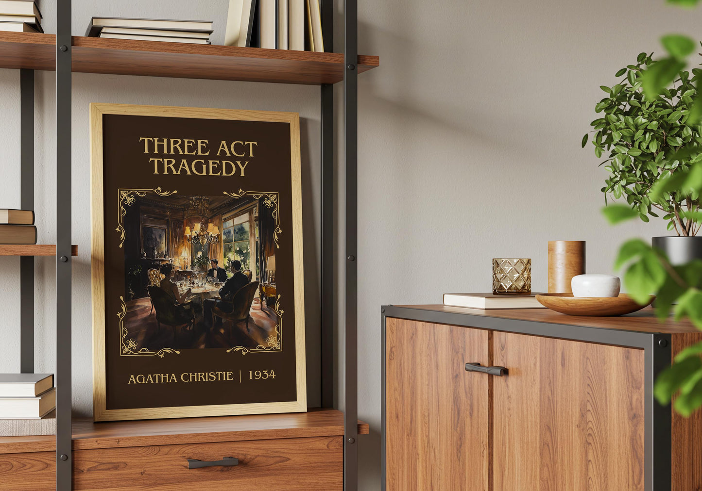Three Act Tragedy by Agatha Christie | Descriptive Book Poster | Minimalist