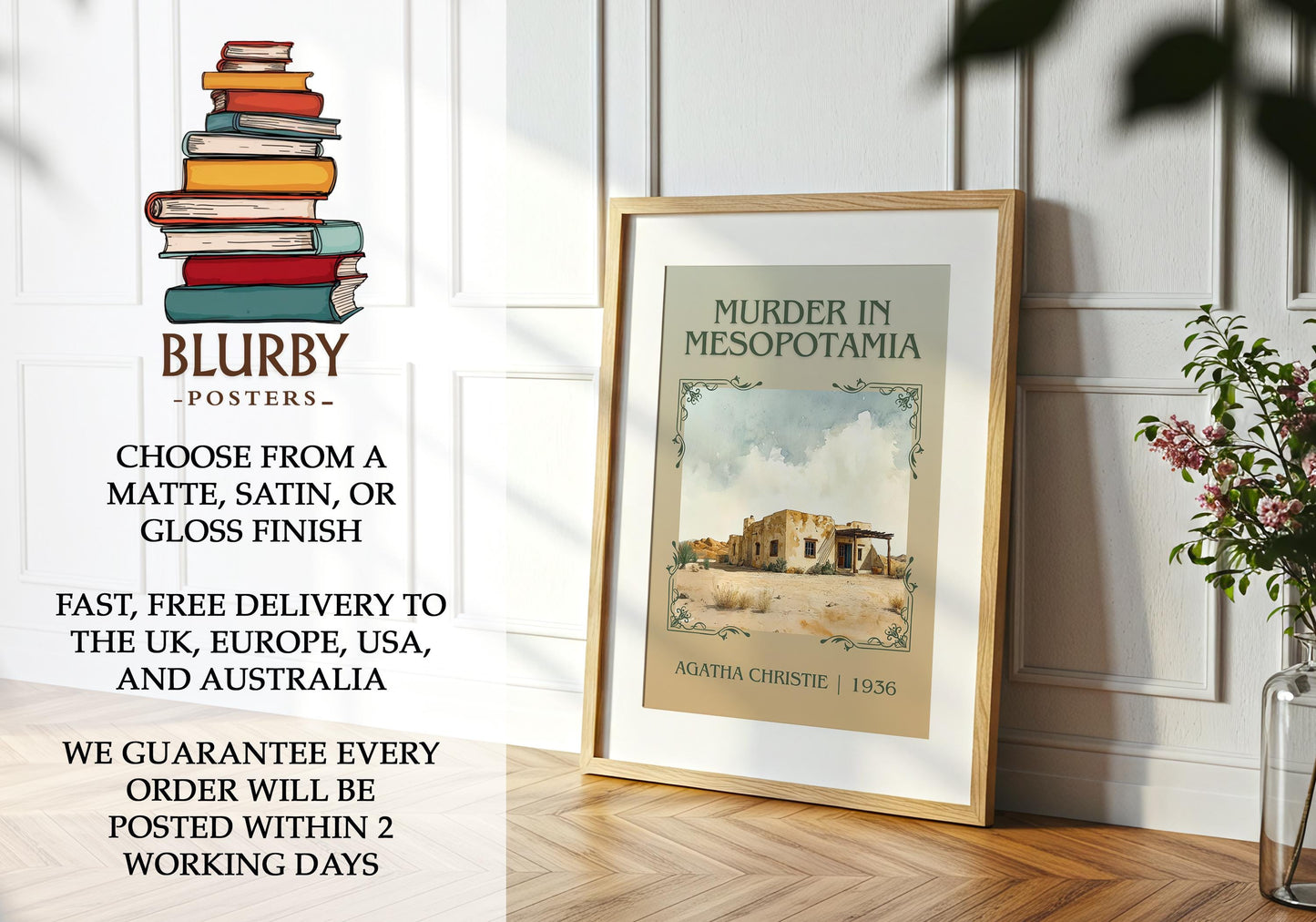 Murder in Mesopotamia book poster packaging – museum-quality print rolled in protective tube