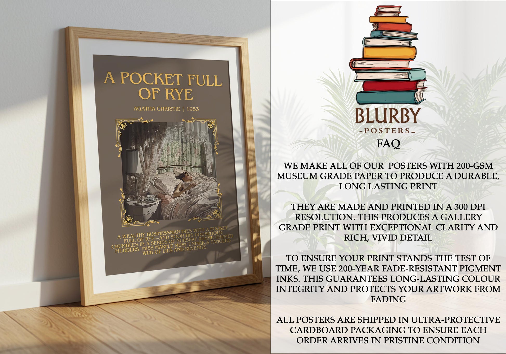 A Pocket Full Of Rye by Agatha Christie | Descriptive Book Poster | Blurby