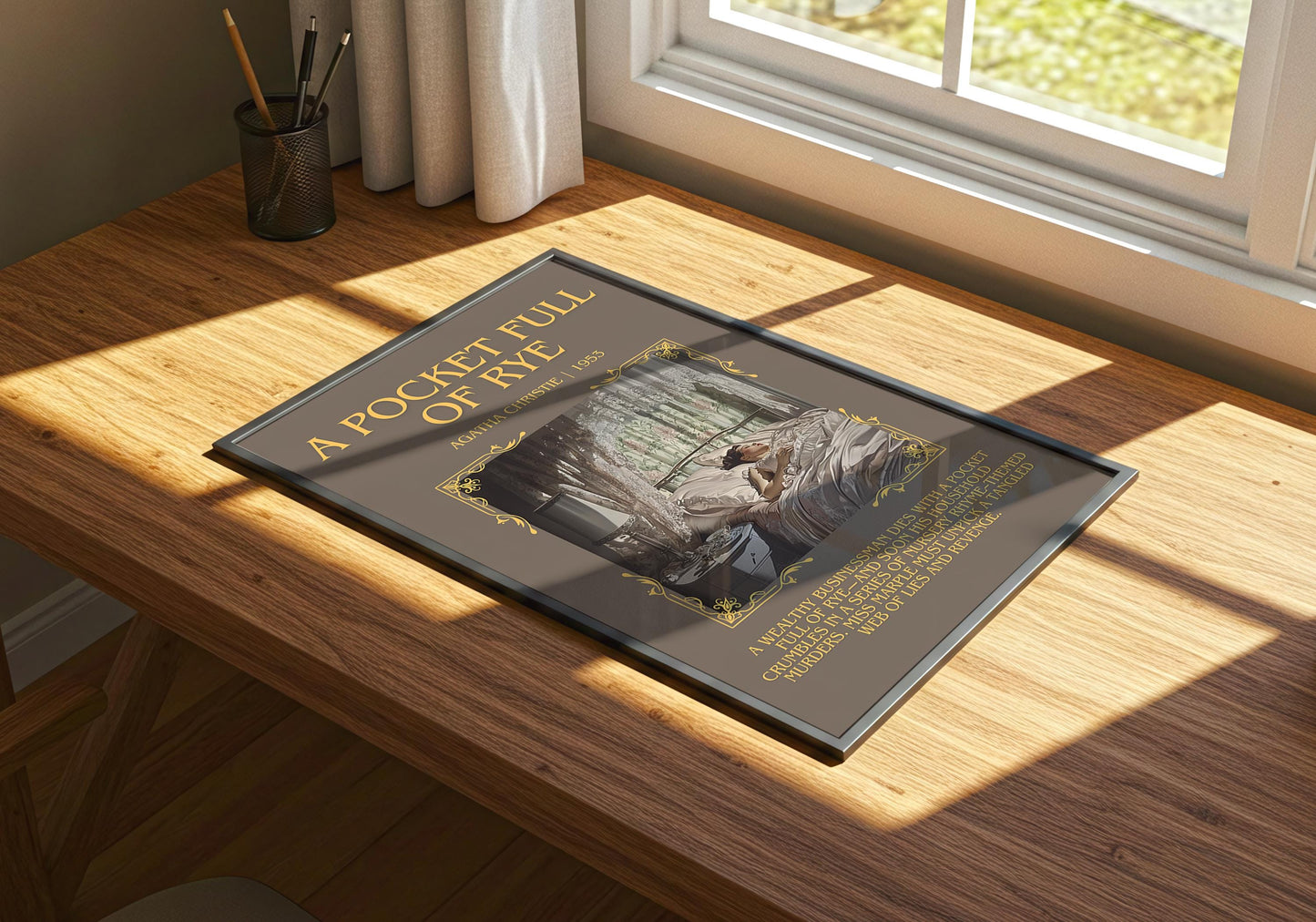 A Pocket Full Of Rye by Agatha Christie | Descriptive Book Poster | Blurby