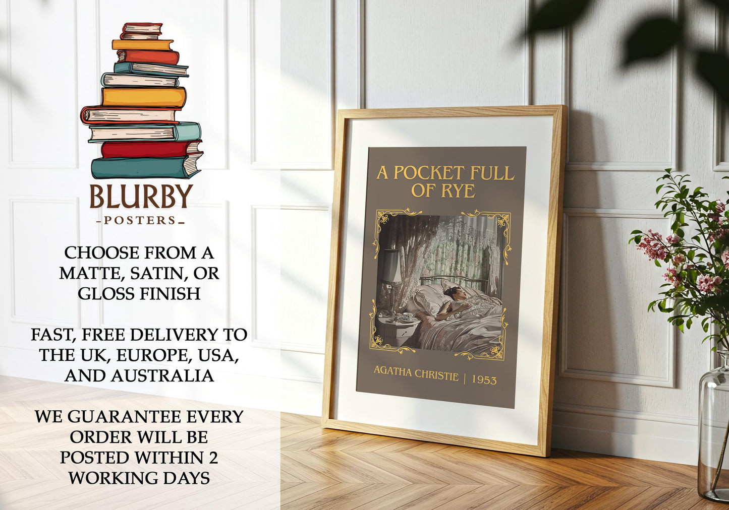 A Pocket Full Of Rye by Agatha Christie | Descriptive Book Poster | Minimalist