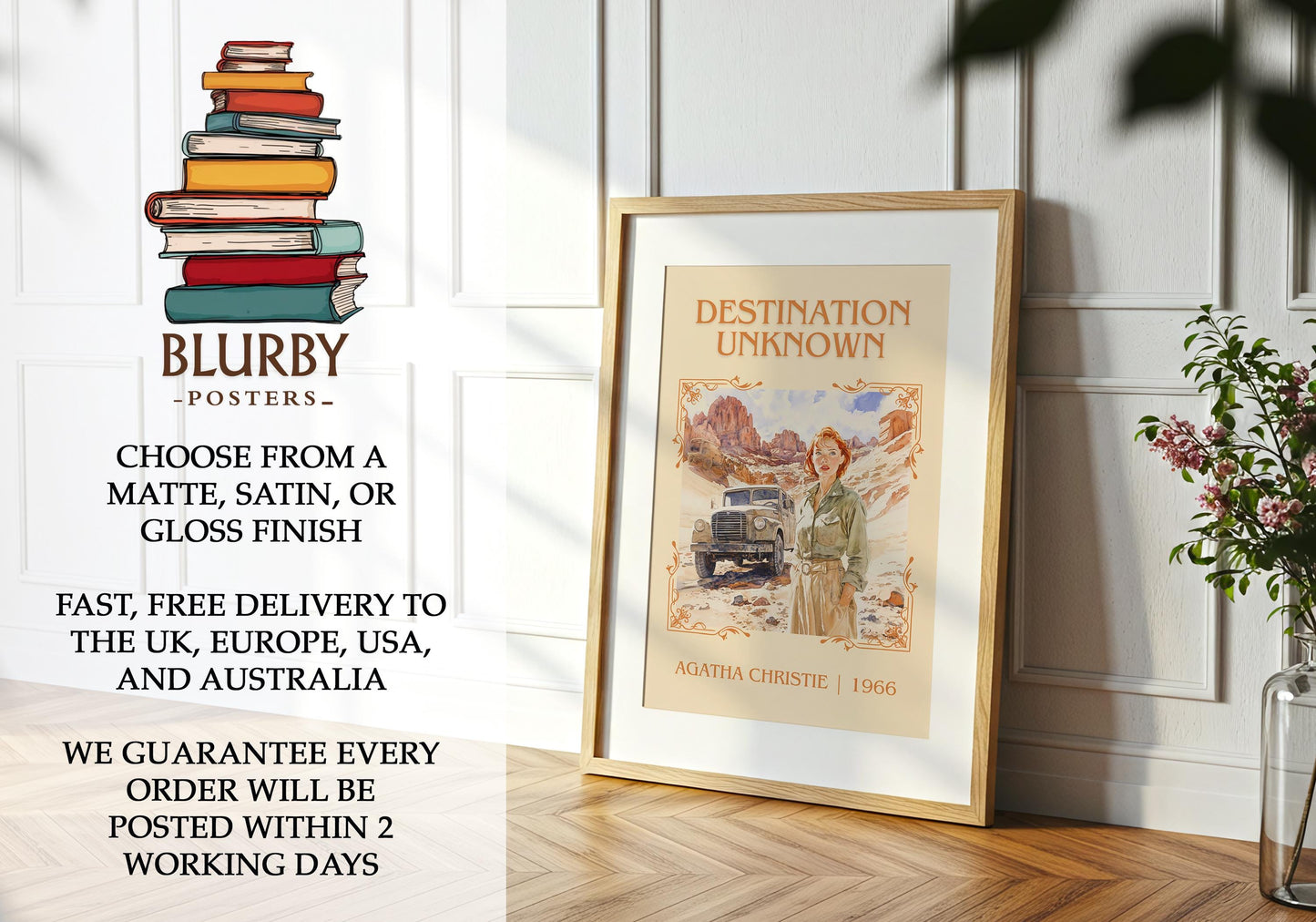 Destination Unknown by Agatha Christie | Descriptive Book Poster | Minimalist