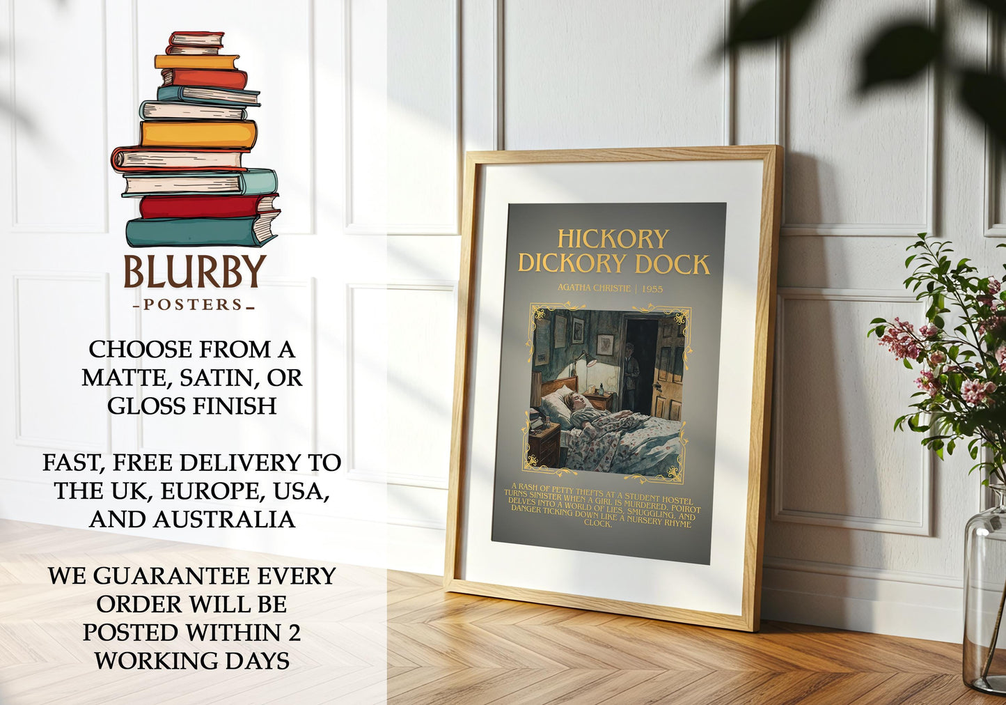 Hickory Dickory Dock by Agatha Christie | Descriptive Book Poster | Blurby