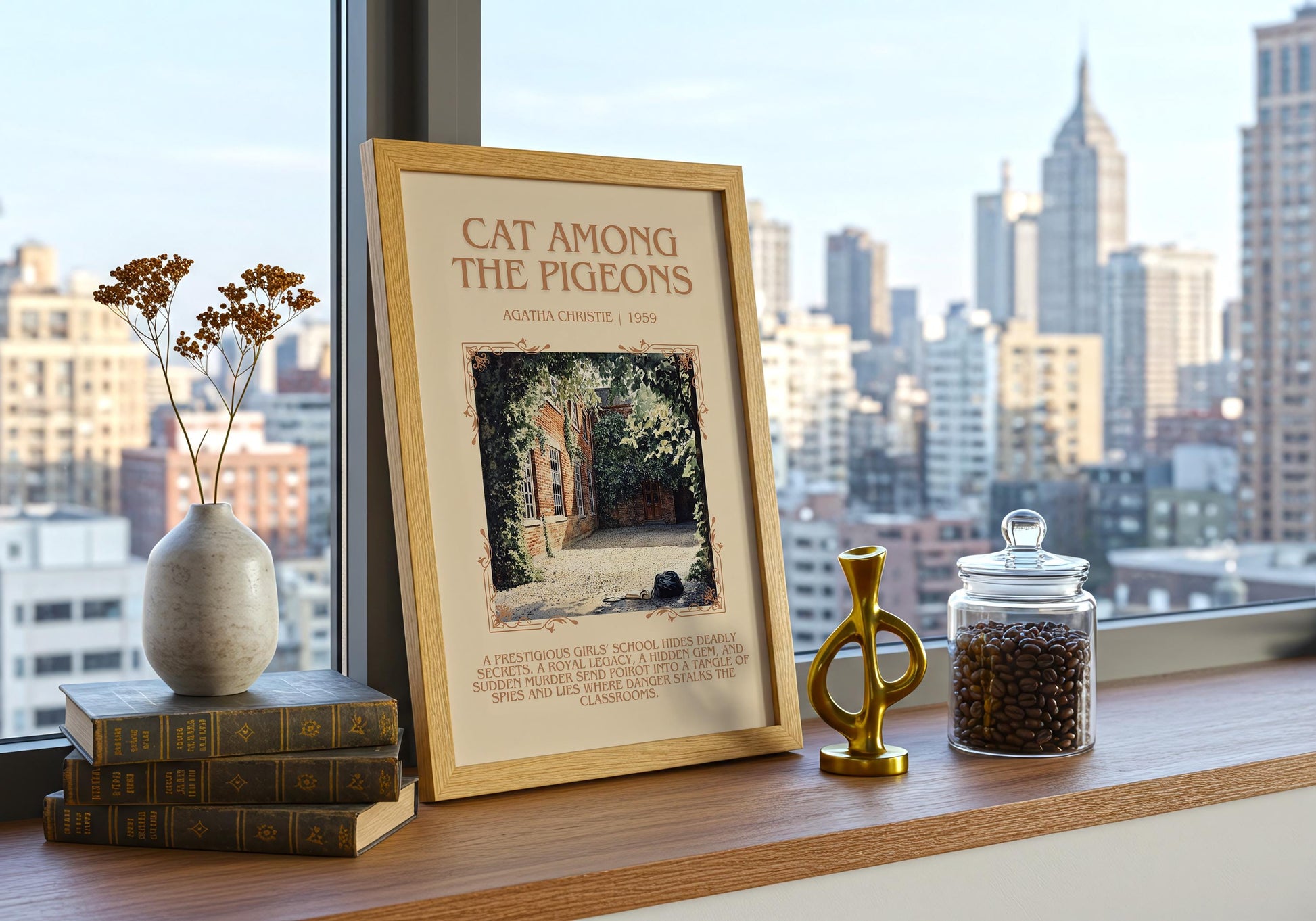 Cat Among The Pigeons by Agatha Christie | Descriptive Book Poster | Blurby