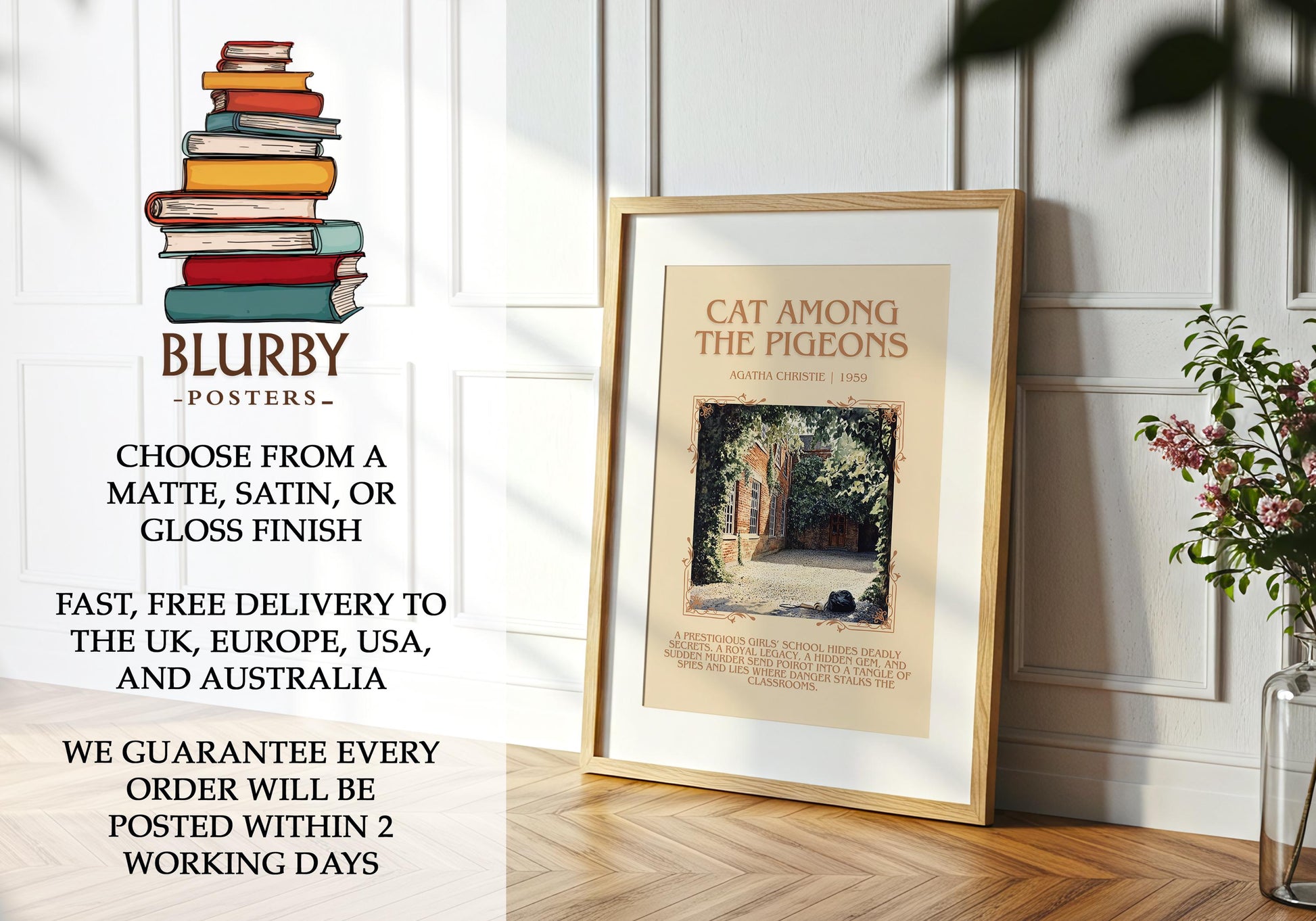 Cat Among The Pigeons by Agatha Christie | Descriptive Book Poster | Blurby