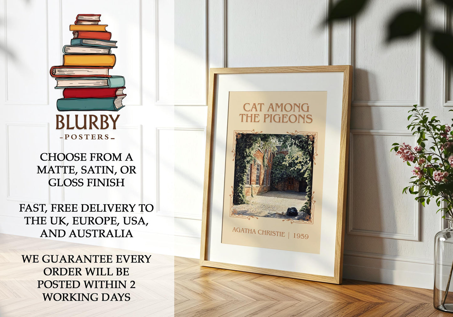 Cat Among the Pigeons book poster packaging – museum-quality print rolled in protective tube