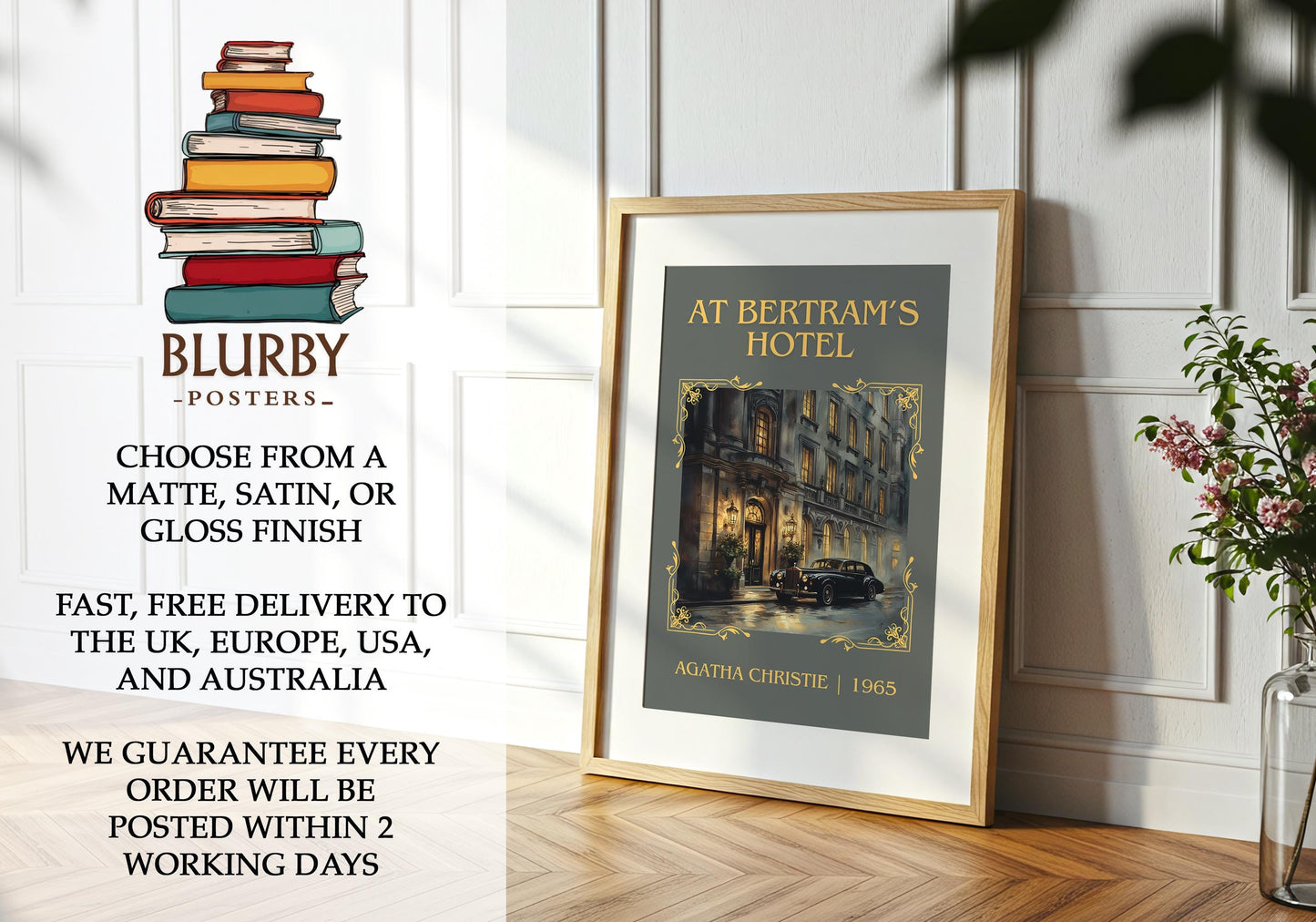 At Bertram's Hotel book poster packaging – museum-quality print rolled in protective tube