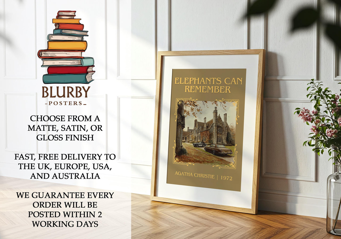 Elephants Can Remember book poster packaging – museum-quality print rolled in protective tube