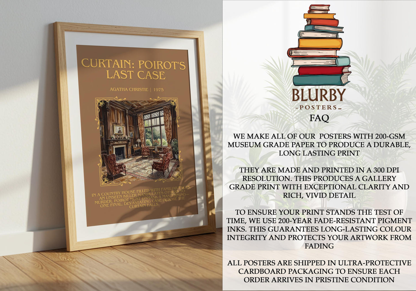 Curtain: Poirot's Last Case by Agatha Christie | Descriptive Book Poster | Blurby