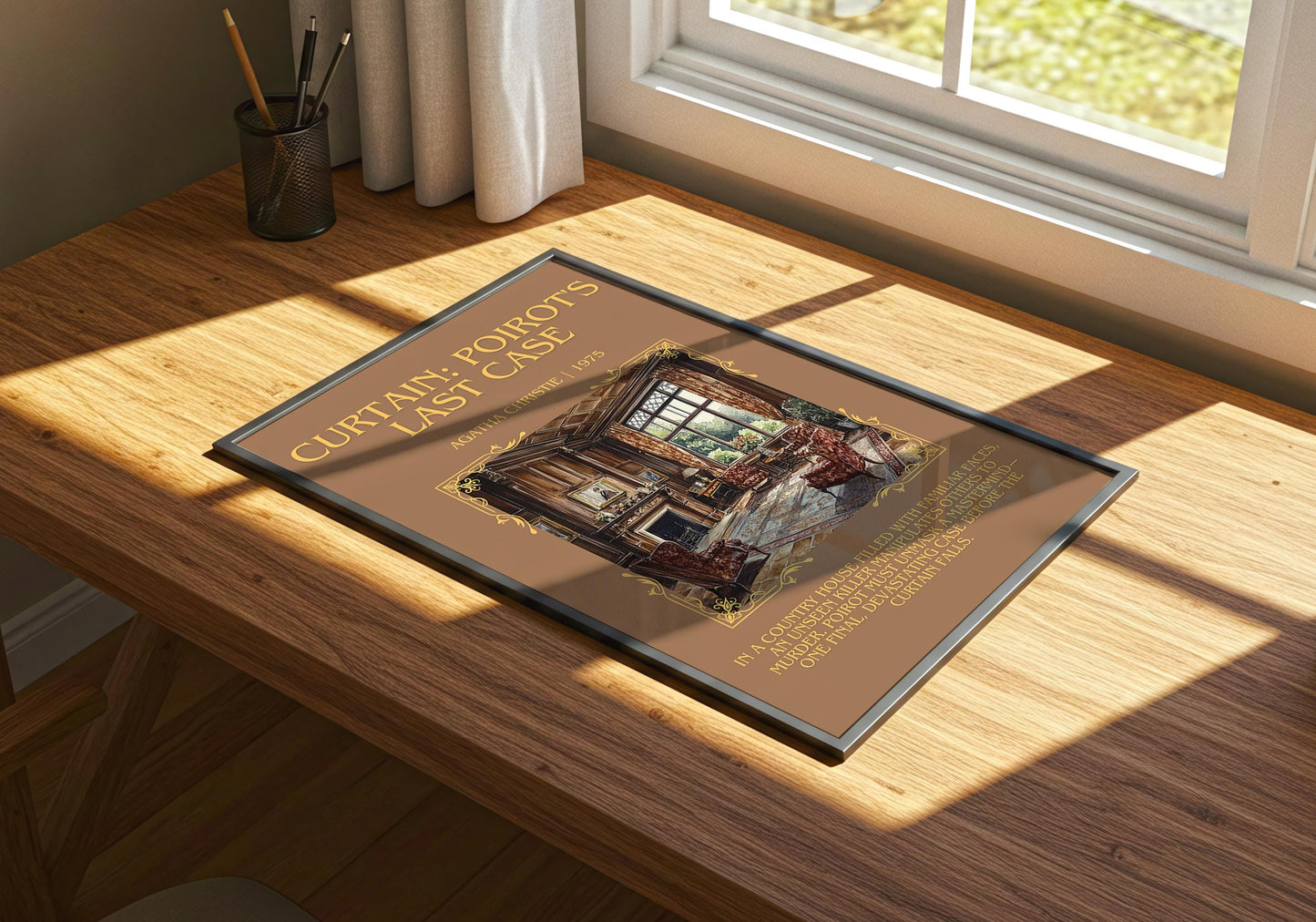 Curtain: Poirot's Last Case by Agatha Christie | Descriptive Book Poster | Blurby